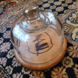 Vintage Cloche Glass Dome Cheese Pastry Dessert Chocolates Board Serving Platter